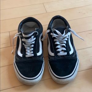 Black Vans with stripe